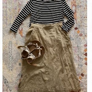Tan Midi Swing Skirt